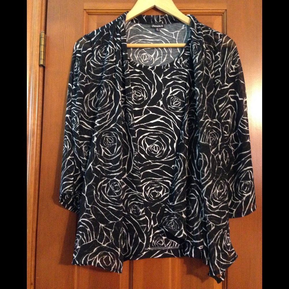 Blouse with sheer sleeves